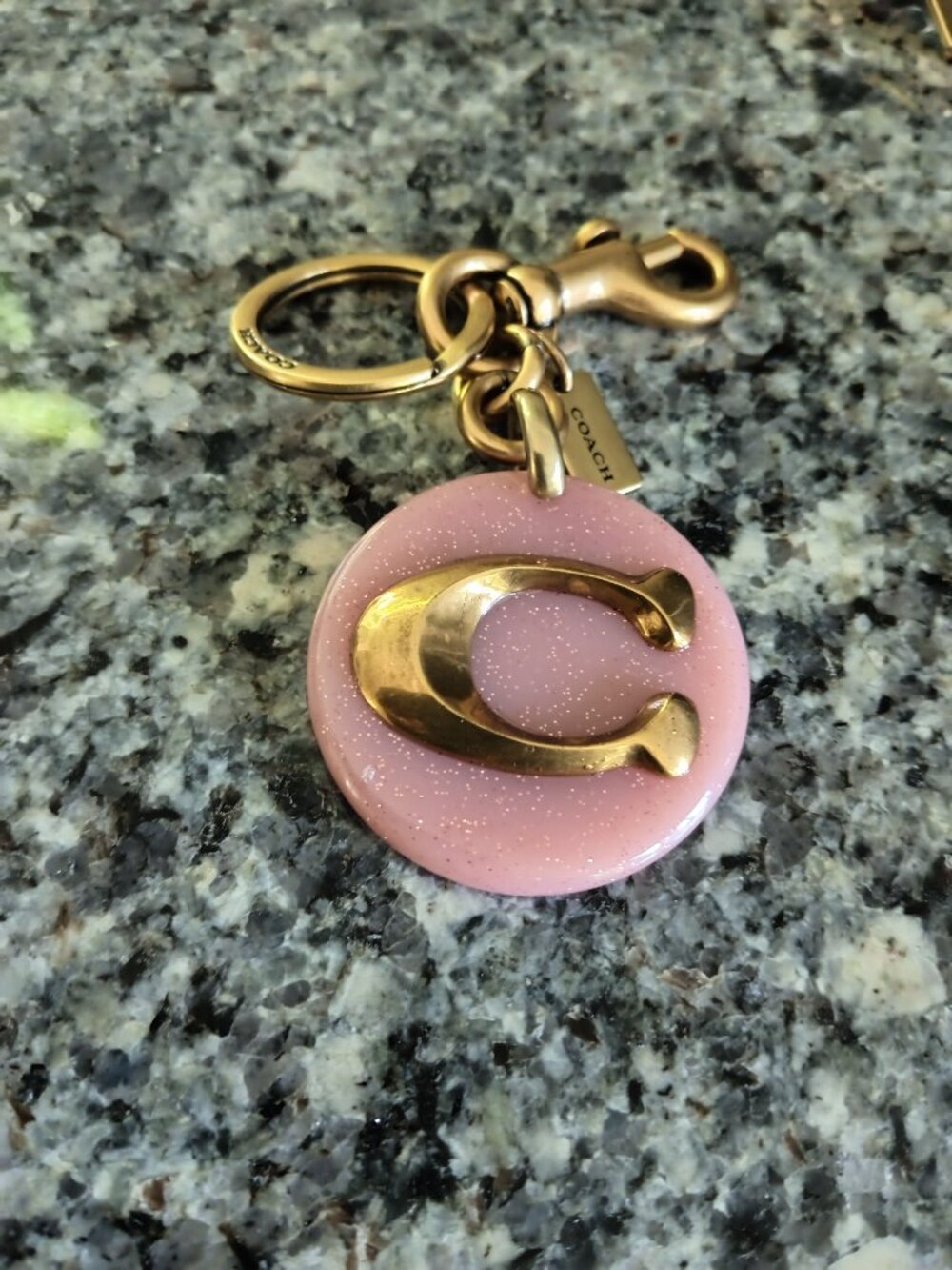 Coach Rose Heart with gold coach C Signature Purse Fob/Key Chain/Purse Charm